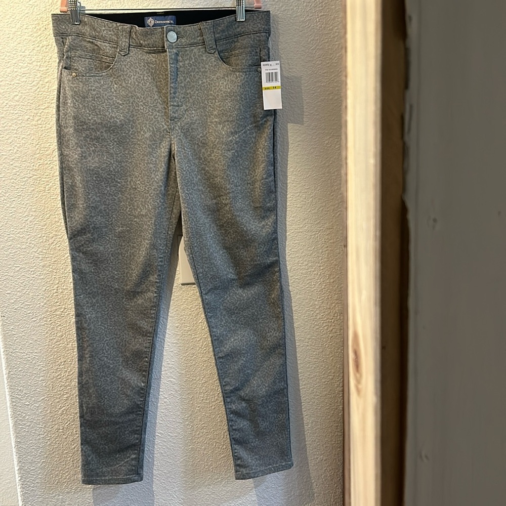 New Democracy Leopard Print Stretchy 5 Pocket Jeans